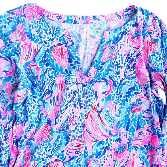 Lilly Pulitzer Tosha Shift Dress Multi Treasure Trove Ruffle Cuffs Small - Picture 4 of 7